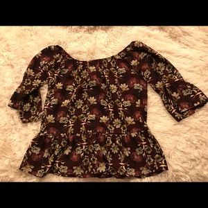 Silky off the shoulder ruffled floral top